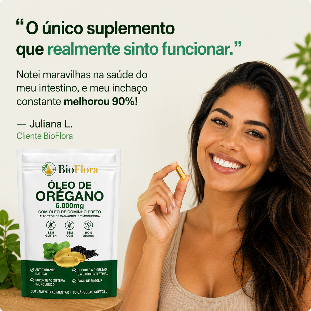 Cápsulas Gelatinosas de Óleo de Oregano - Fortalece naturalmente a imunidade e a saúde intestinal de dentro para fora.