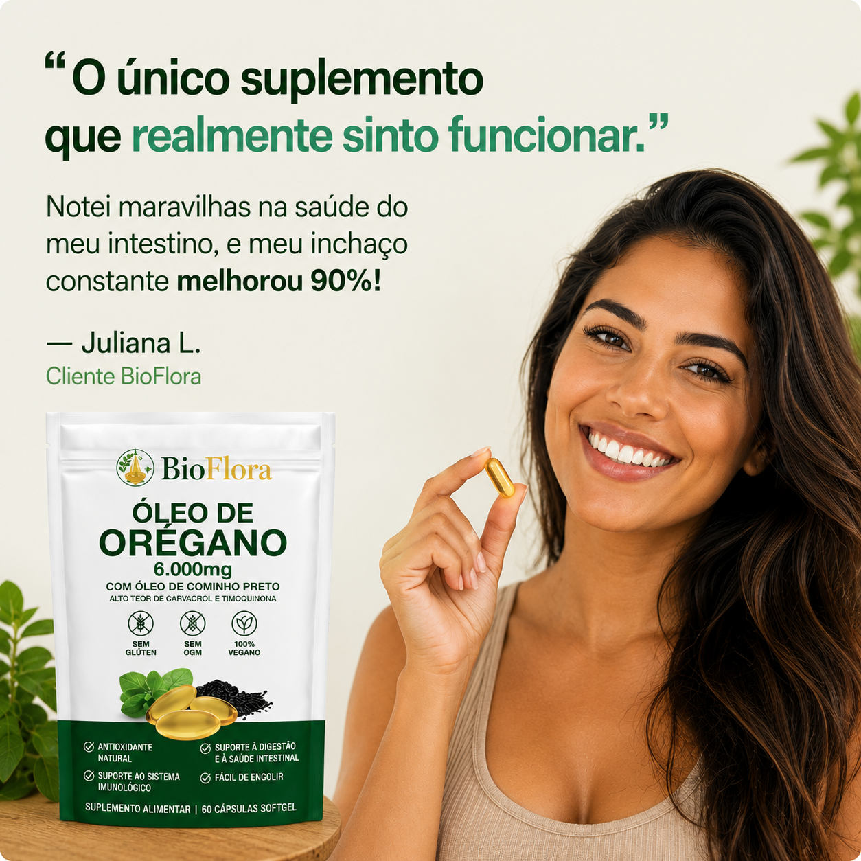 Cápsulas Gelatinosas de Óleo de Oregano - Fortalece naturalmente a imunidade e a saúde intestinal de dentro para fora.